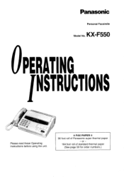 Panasonic KXF550 KXF550 User Guide