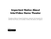 HP Pavilion a800 Important Notice About InterVideo Home Theater