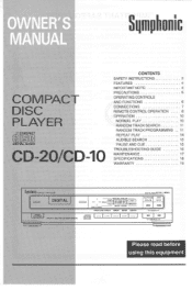 Symphonic CD20 Owner's Manual