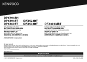 Kenwood DPX304MBT Instruction Manual