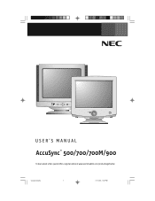 NEC AS700M-BK AccuSync 500, 700, 700M, 900 User's Manual