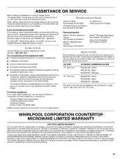 Whirlpool WMC50522AB Warranty Information
