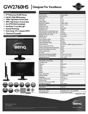 BenQ GW2760HS GW2760HS Data Sheet