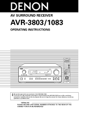 Denon AVR-3803 Owners Manual