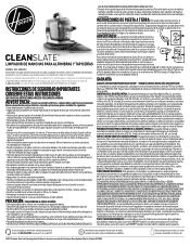 Hoover Cleanslate Plus Carpet & Upholstery with Pet Kit Paws and Claws Formulas Bundle Product Manual Spanish