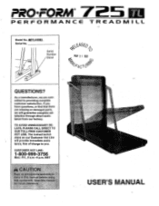 ProForm 725tl Treadmill English Manual