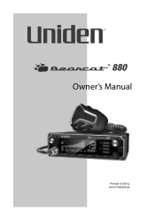 Uniden BEARCAT 880 English Owner's Manual