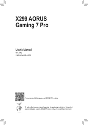 Gigabyte X299 AORUS Gaming 7 Pro Users Manual