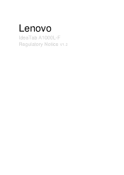 Lenovo A1000L IdeaTab A1000L-F Regulatory Notice V1.2