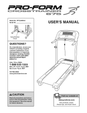 ProForm 675 Crosstrainer Treadmill English Manual