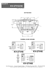 Sony KV-27V42 Dimensions Diagrams (bottom view & rear terminal)