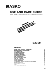 Asko D3350 User manual Use & Care Guide EN