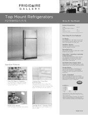 Frigidaire FGTR1845QF Product Specifications Sheet
