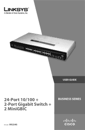 Linksys SR224G Cisco SR224G 24-Port 10/100 Plus 2-Port Gigabit Switch Plus 2 MiniGBIC Quick Start Guide