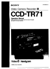 Sony CCD-TR71 Operating Manual
