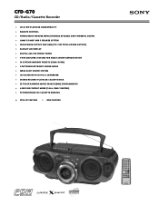 Sony CFD-G70 Marketing Specifications