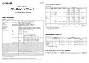 Yamaha MG16XU Technical Specifications