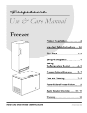 Frigidaire FFU17F5HB Use and Care Manual