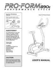 ProForm 890 E Bike Uk Manual