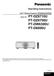 Panasonic PT-DW6300ULK Operating Instructions