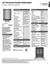 Bosch SHE53C85N Product Specification Sheet