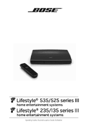 Bose Lifestyle 135 Series III Home Entertainment Operation Guide