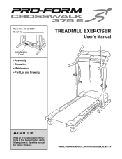 ProForm Crosswalk 375 E Treadmill English Manual