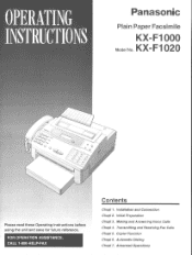 Panasonic KXF1020 KXF1000 User Guide