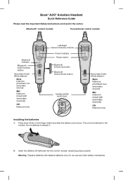 Bose A20 Aviation 2015-present Quick reference guide