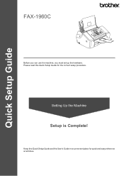 Brother International IntelliFax-1960C Quick Setup Guide - English