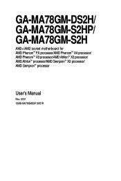 Gigabyte GA-MA78GM-S2HP Manual