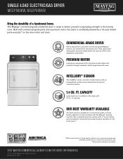 Maytag MEDP586KW Feature Sheet