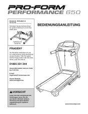 ProForm Performance 650 Treadmill German Manual