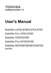Toshiba Satellite Pro C870 PSCBBC-00D009 Users Manual Canada; English