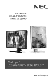 NEC LCD2190UXi-BK MultiSync LCD2090UXi-1 : User's Manual for MultiSync LCD2090UXi & LCD2190UXi