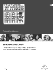 Behringer UB1202FX Specification Sheet