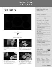 Frigidaire FGIC3666TB Product Specifications Sheet