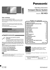 Panasonic SC HC3 Compact Stereo System