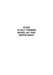 Ryobi P600 Repair Sheet