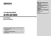 Denon AVR2310CI Owners Manual
