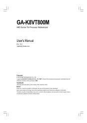 Gigabyte GA-K8VT800M User Manual