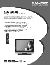 Magnavox 19MD358B Product Spec Sheet