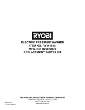 Ryobi RY141612 Parts Diagram