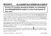 Sony SLV-D500P Insert: TV screen going blank