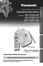 Panasonic KXTG2214P KXTG2214F User Guide