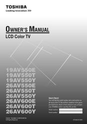 Toshiba 26AV550E Owners Manual