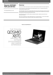 Toshiba Qosmio X870 PSPLZA Detailed Specs for Qosmio X870 PSPLZA-081003 AU/NZ; English