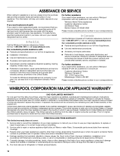 Whirlpool UXT5230BDS Warranty Information