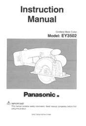 Panasonic EY3502USA EY3502 User Guide