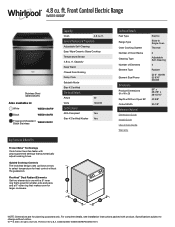 Whirlpool WEE510S0FW Specification Sheet